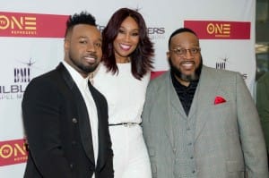 Vashawn Mitchell Yolanda Adams and Marvin Sapp on carpet
